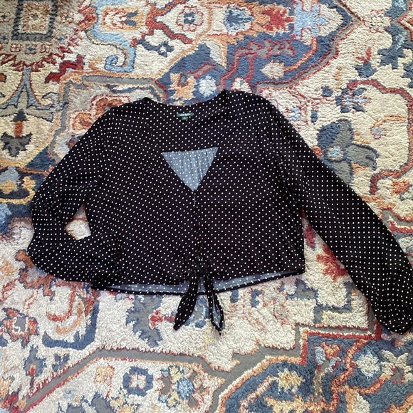 Wild Fable Polka Dot Tie Front Blouse - Picture 3 of 7